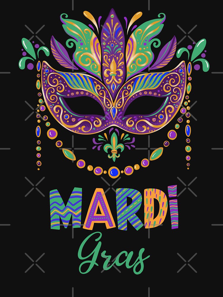 Mardi gras t-shirt print, hand drawn, decoration, tradition,  carnival masquerade by NatalkaP