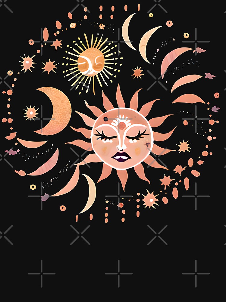 Boho Indie Sun and Moon Celestial Art. by Unitepeople