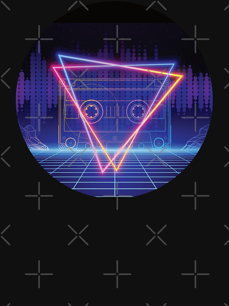 Retro Synthwave Cassette Neon Grid by 486DesignCo