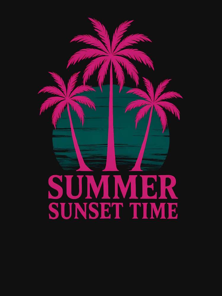 Summer Sunset Time Retro Palm Trees T-Shirt by FestivityFinds