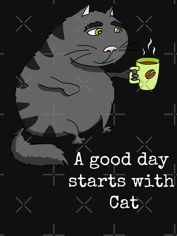 Good Day Starts With Cat - Funny Coffee & Cat Lover Gift by r-silver