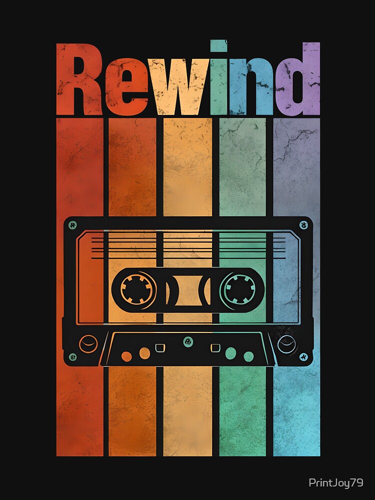 Rewind Vintage Cassette Design by PrintandJoy