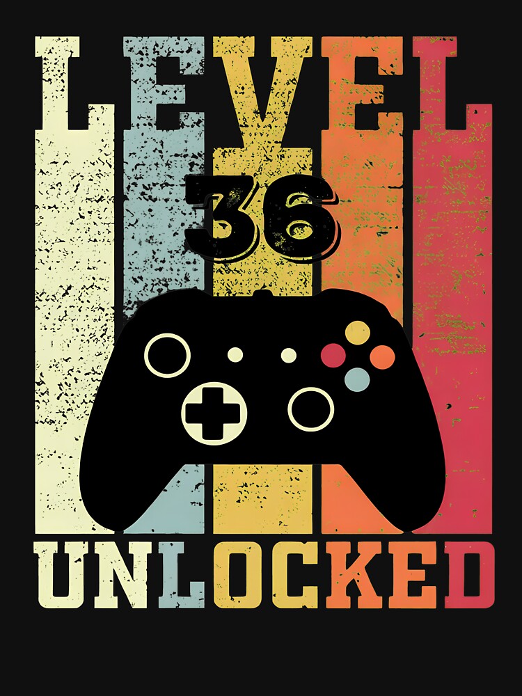 Level 36 Unlocked Retro Gamer Birthday by OlyvieArt