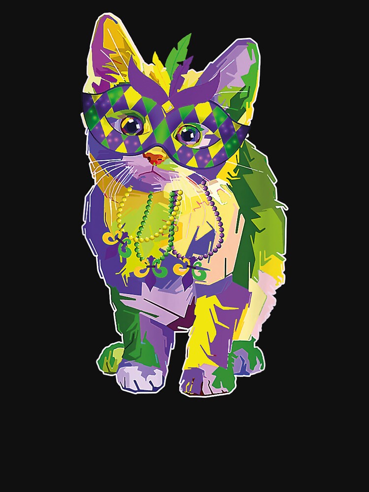 Mardi Gras Cat - Cute Cat Wearing Carnival Mask - Cat Lover Gifts by JenniaStore