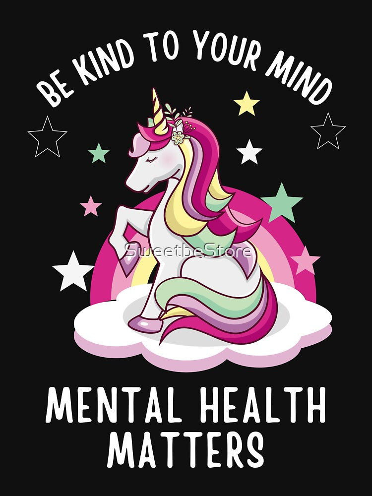 Mental Health Unicorn Be Kind To Your Mind Mental Health Matters  Boho Rainbow by SweetbeStore