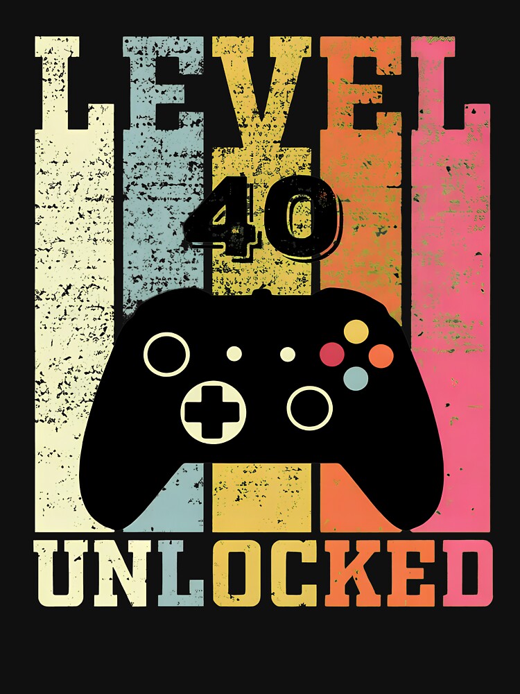 Level 40 Unlocked Vintage Retro Gamer Birthday by OlyvieArt