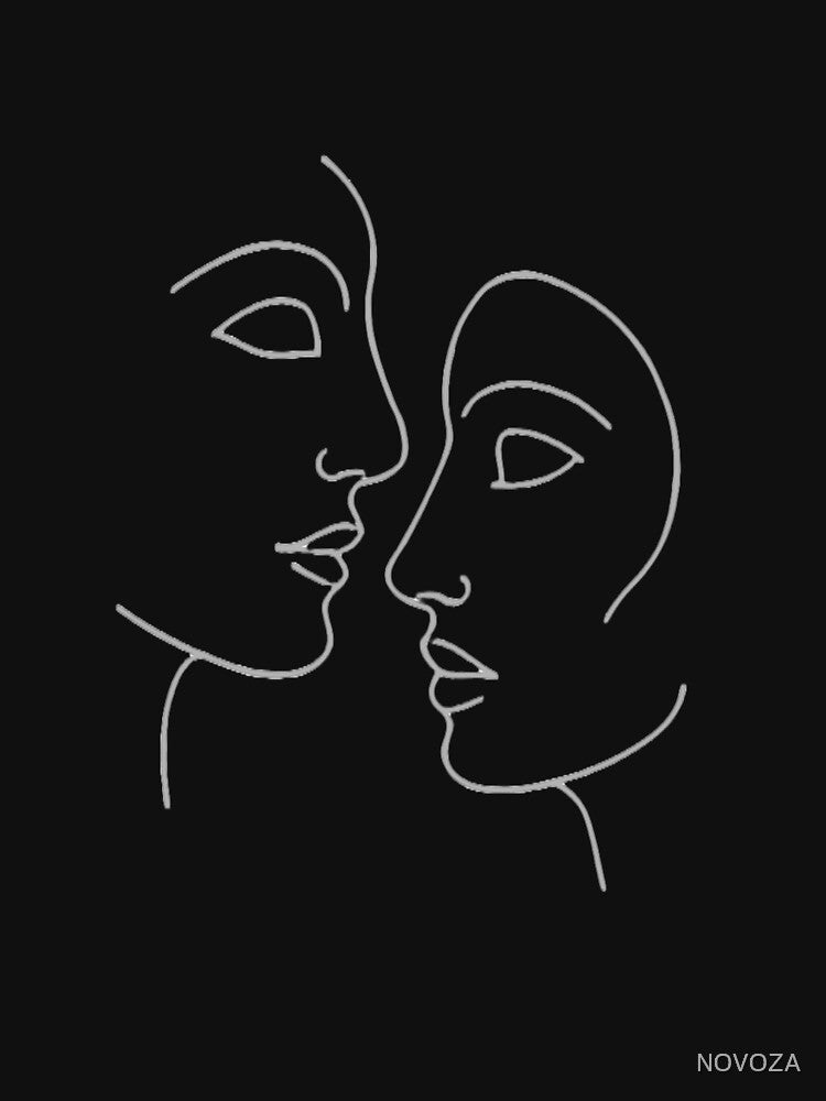 Minimalist Abstract Faces Line Art – Modern Boho T-Shirt Design by NOVOZA