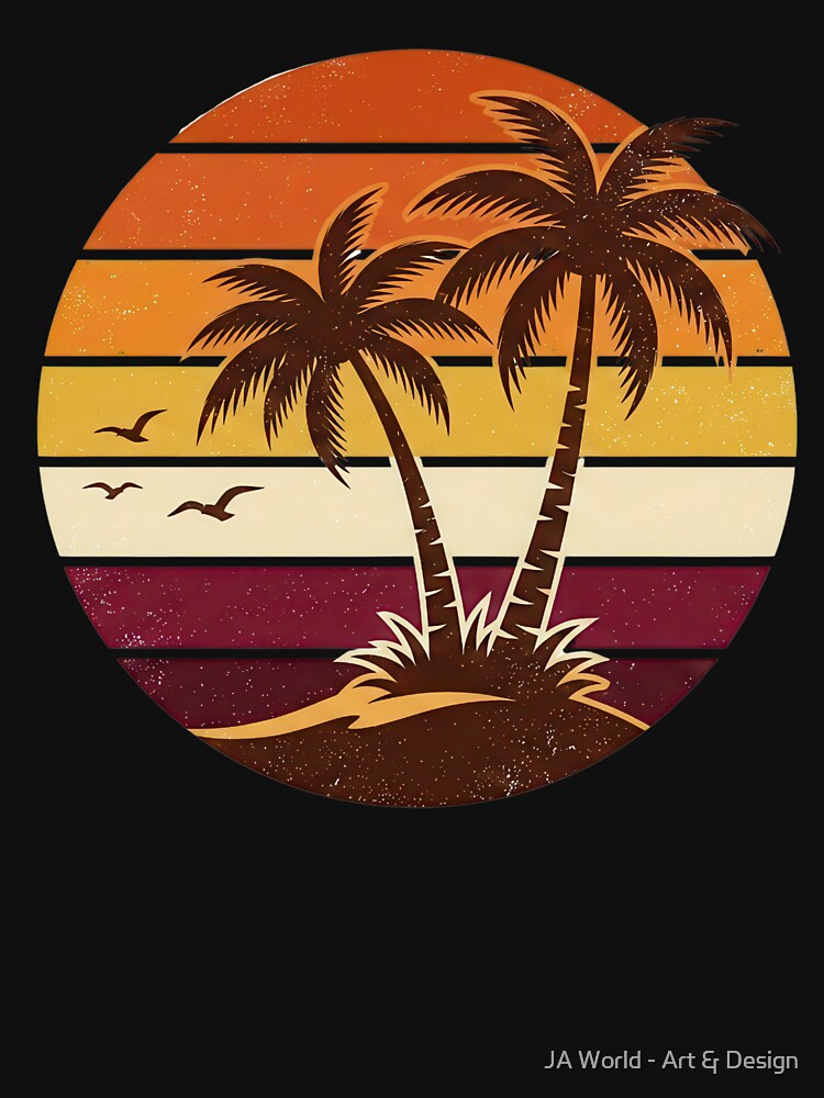Retro Palm Tree Sunset – Vintage Tropical Beach Design by JA World - Art & Design