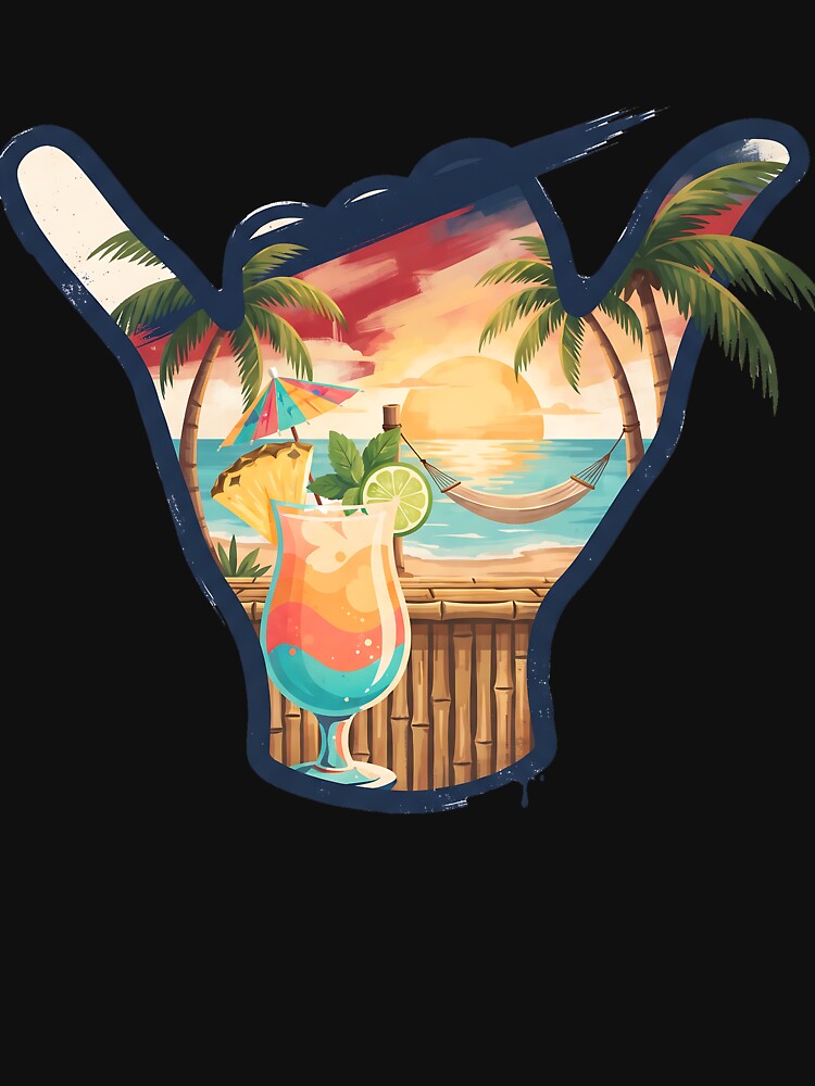 USA Shaka Sunset Beach Bar Tropical Cocktail by MythicCotton