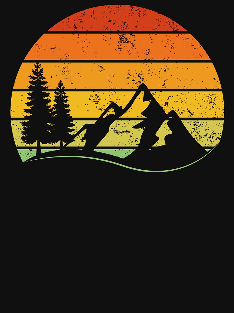 Vintage Retro color pine tree mountain outdoor minimalist graphic T-shirt & more by MTR77