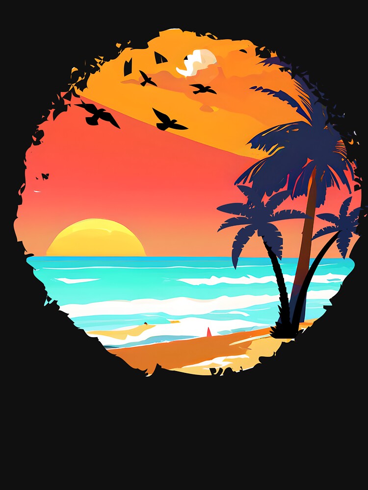 Bold Tropical Sunset Palm Tree Art by FestivityFinds