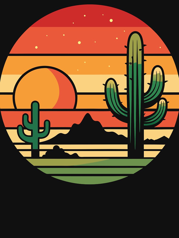 Retro Desert Sunset - Vintage Summer Solstice Cactus Design by BNCH44