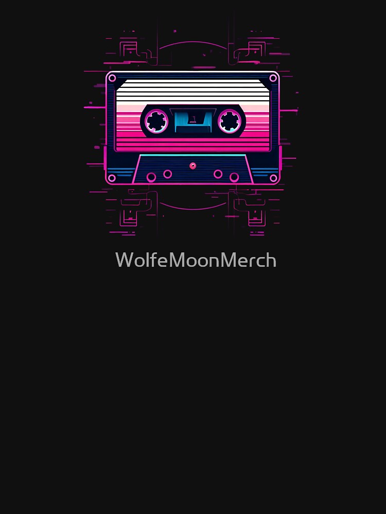 Retro Neon Cassette Tape T-Shirt - Vintage 80s Vibe for Music Lovers by WolfeMoonMerch