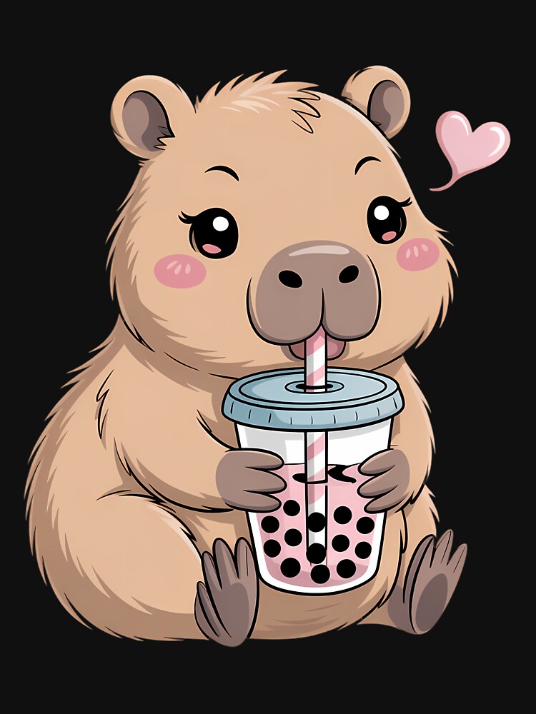 Capybara Kawaii Anime Drinking Bubble Tea Lover by CruelShadesSt