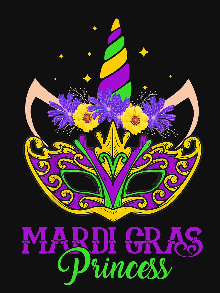 Unicorn And Mask Mardi Gras Princess Girl Kid Toodler by LeighannIs
