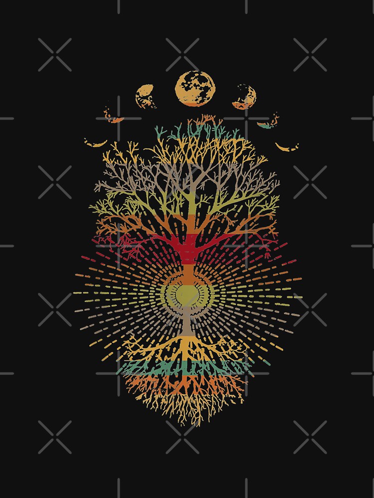 Phases of the Moon Retro 60s 70s Vibe Tree of Life by taylobarucau97