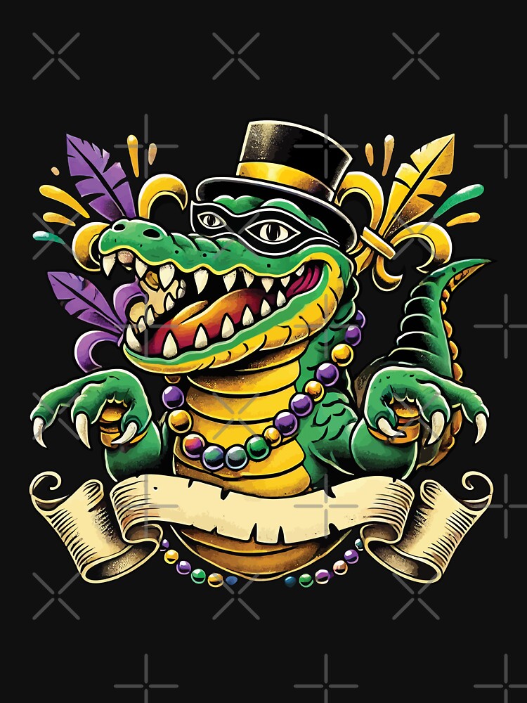 Mardi Gras Gator Beads Celebration Graphic by LuminOrb