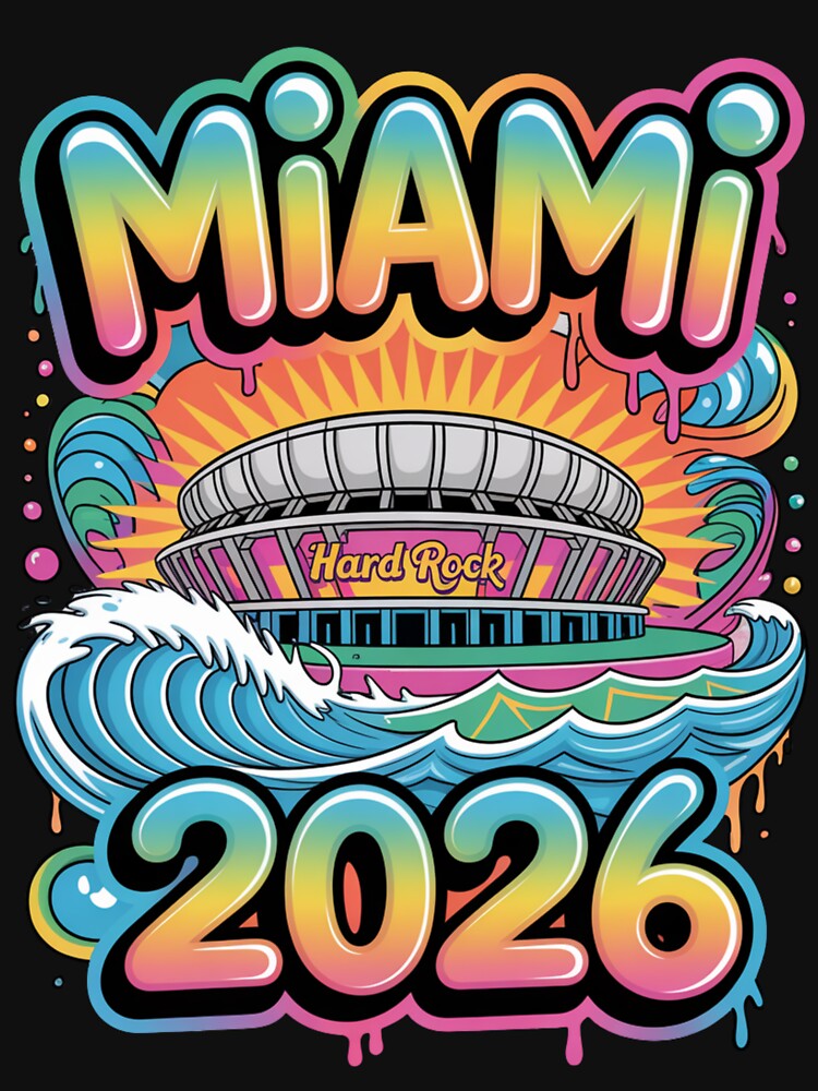 Miami 2026 Ocean Wave Football T-Shirt V3 by DarylWelsh2024