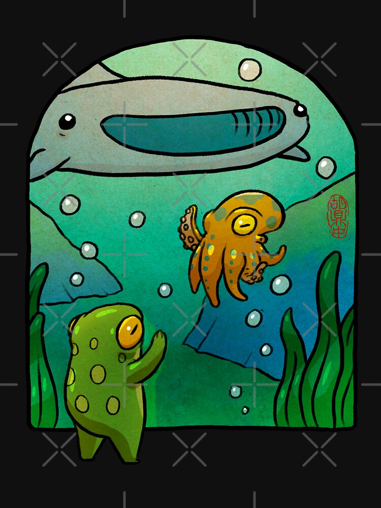 aquarium octopus whale shark frog artwork asian style by DingHuArt
