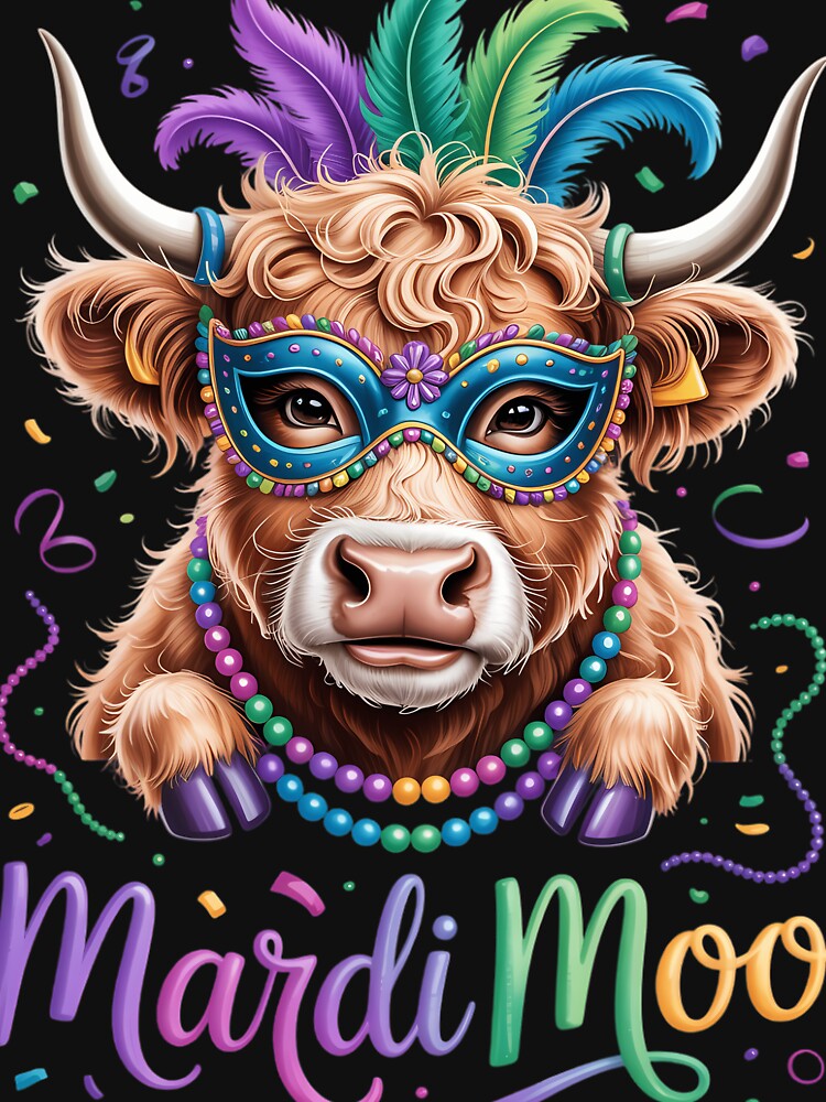 Highland Cow Mardi Moo Mask Beads Mardi Gras by FlankinMew