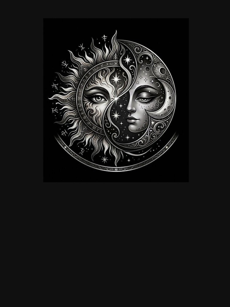 Celestial Sun and Moon Harmony | Mystical Cosmic Face by MysticVargas