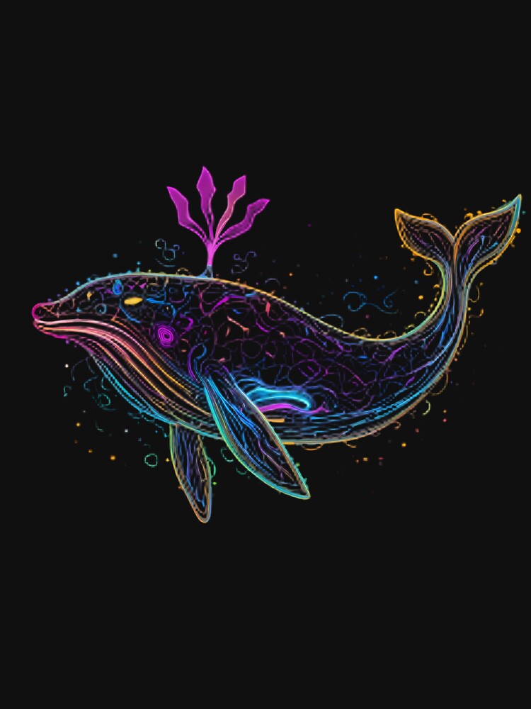 Whale Water Neon Marine Animal Mystical Art Collection by ART ATTACK ZONE