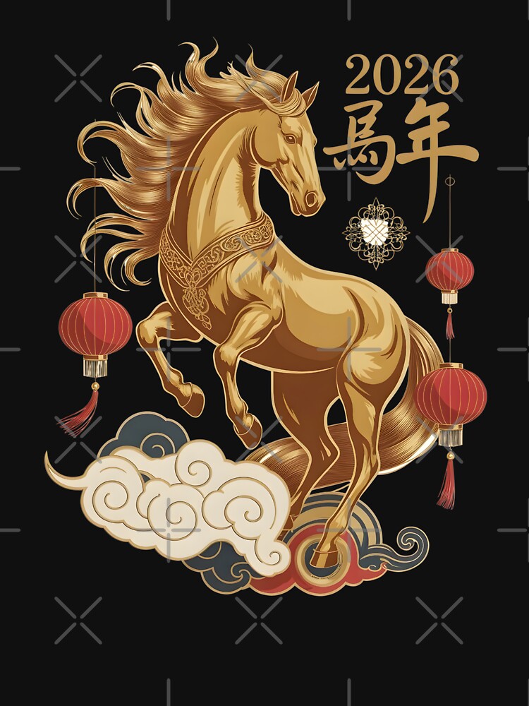 2026 Year of the Horse – Fire Red Chinese New Year Design by CalmDownZone ⭐️⭐️⭐️⭐️⭐️