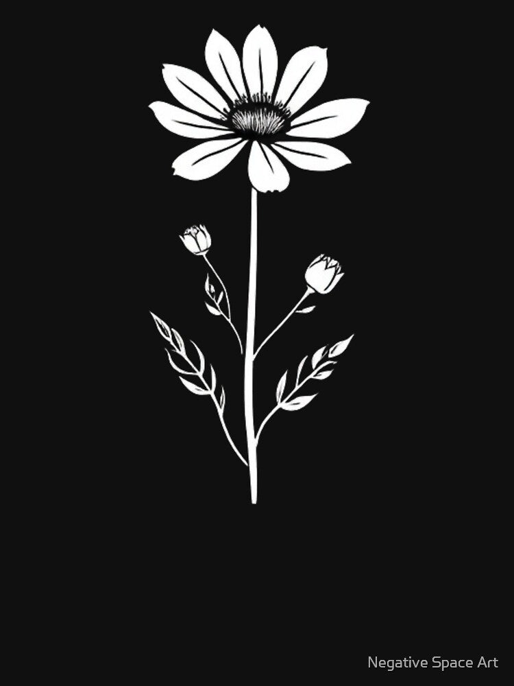 Delicate Daisy Outline | Floral Line Art Illustration by Negative Space Art