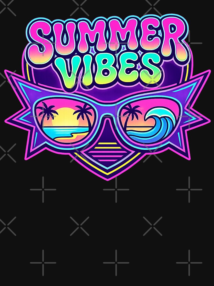 Summer Vibes Neon Sunglasses Retro Beach Sunset Wave Aesthetic Design by MartBook