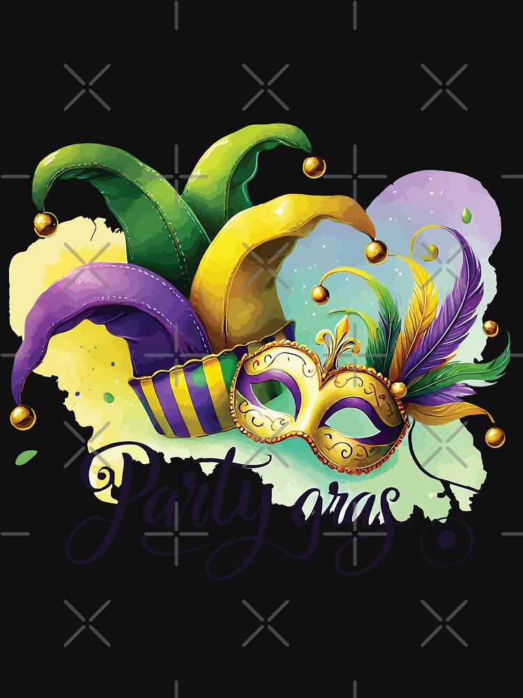 Mardi Gras Party Gras Mask And Jester Hat by LuminOrb