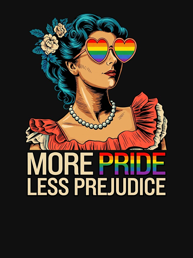 Vintage Comic Pop Art More Pride Less Prejudice LGBTQ Rainbow Glasses by Vermanartist