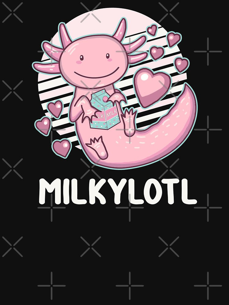 Milkylotl Cute Chibi Axolotl Milk Lover by GrimButterfly