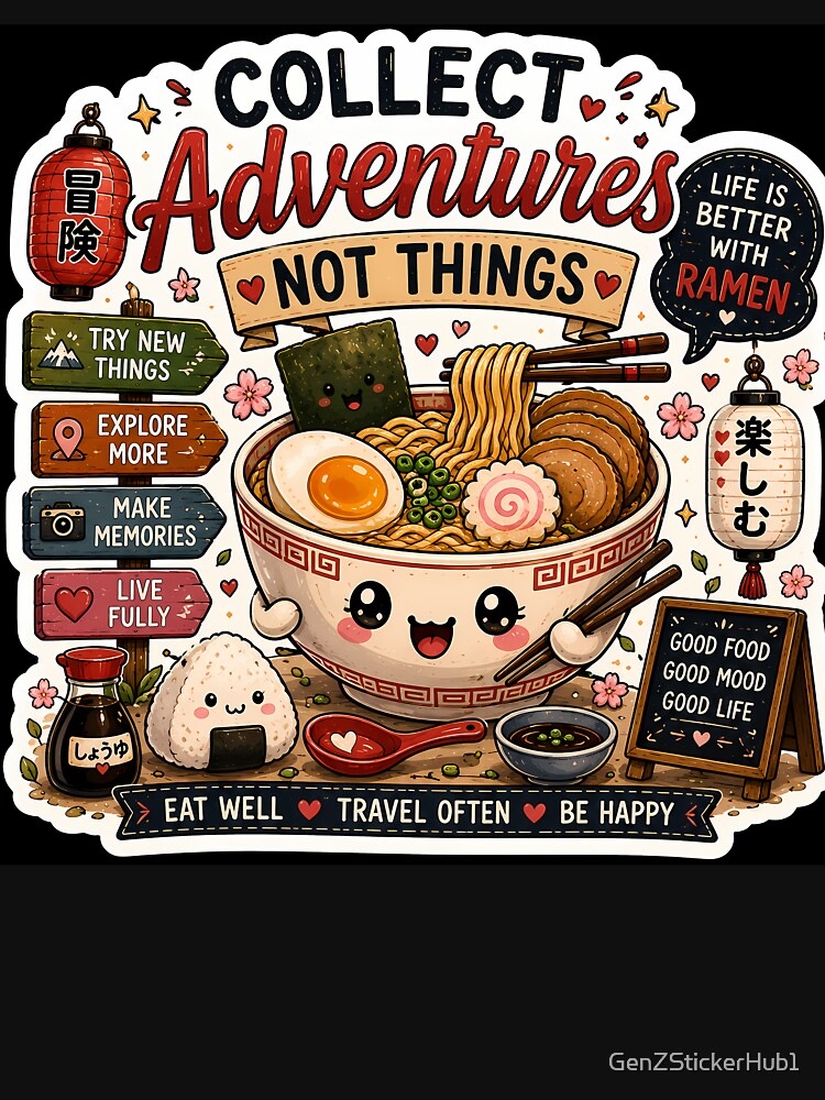 Cute Ramen Bowl Sticker | Ramen Makes Everything Better | Kawaii Japanese Food Sticker | Noodle Lover Gift by GenZStickerHub1