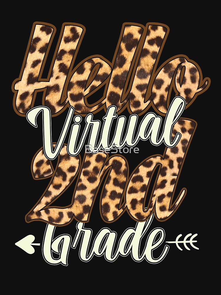 Hello Virtual 2nd Grade Leopard Print Teacher Kids Gift by BaseStore