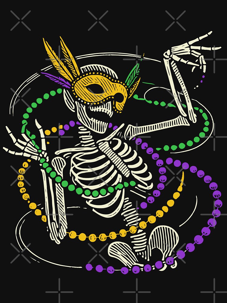 Mardi Gras Skeleton with Beads and Mask by LuminOrb