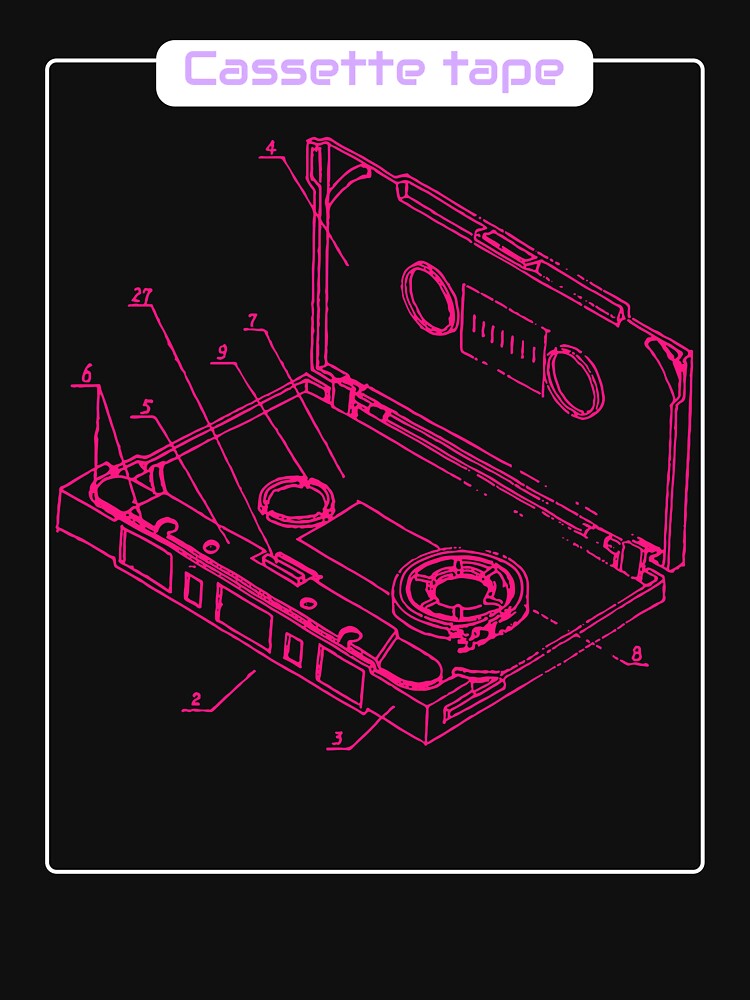 Cassette Tape diagram, retro, ventage by RJsTees