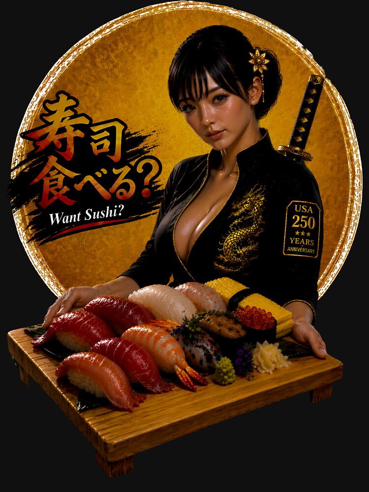 Sushi Samurai Girl - Want Sushi? Japanese Food Streetwear Design | America 250 by Dragon-Samurai