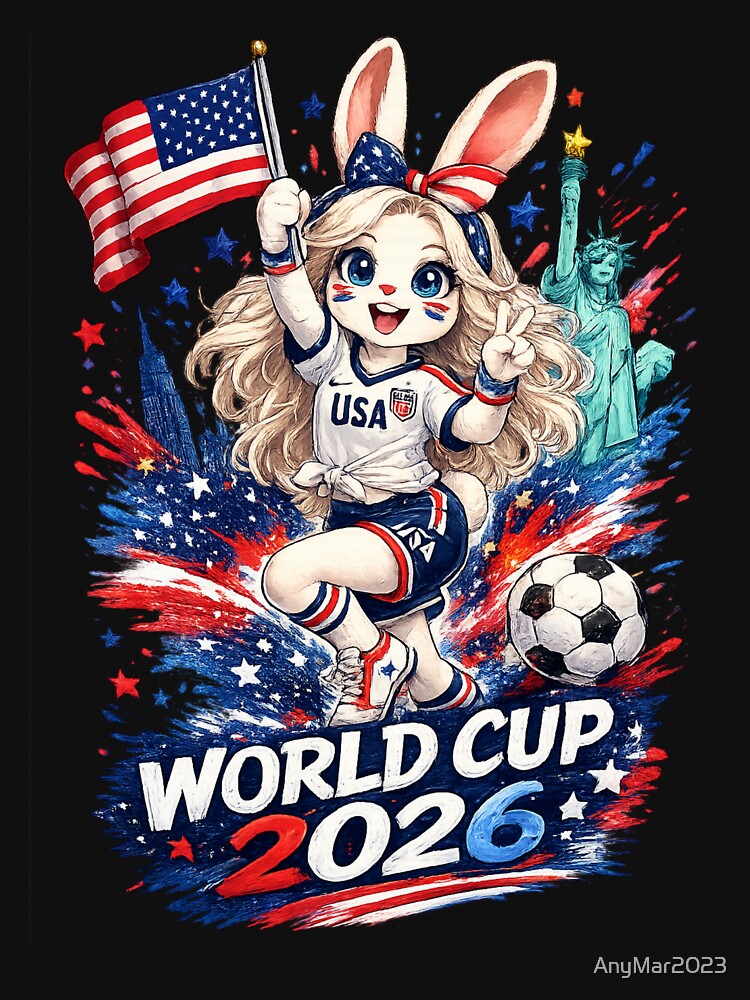 USA Bunny World Cup 2026 Cute Soccer Fan Vector Design by AnyMar2023