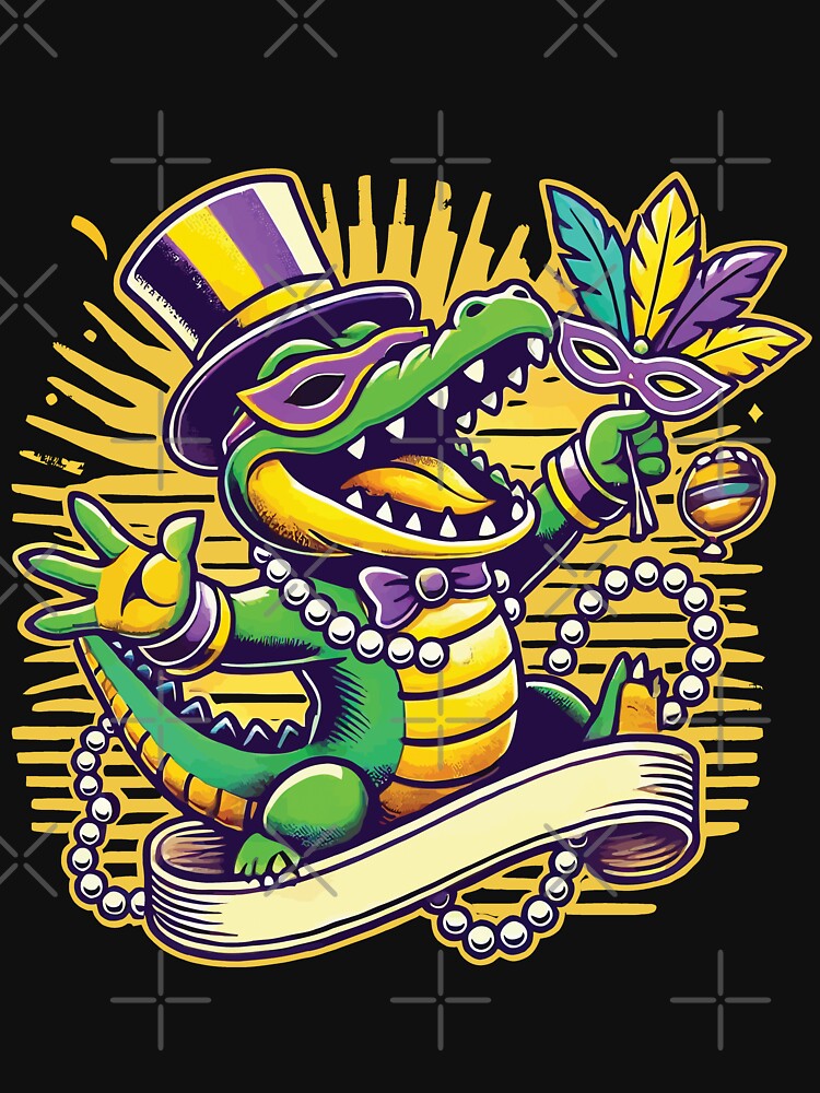 Mardi Gras Alligator Beads and Mask Festivity by LuminOrb