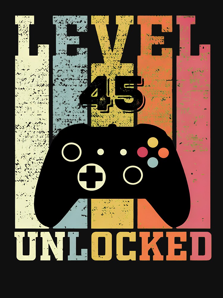 Level 45 Unlocked Vintage Gamer Birthday by OlyvieArt
