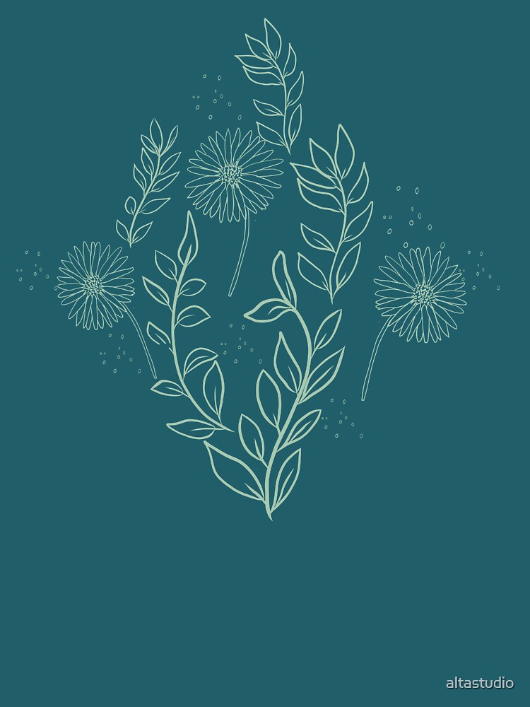 Calming Green Sage Wildflower Line Art Graphic by altastudio