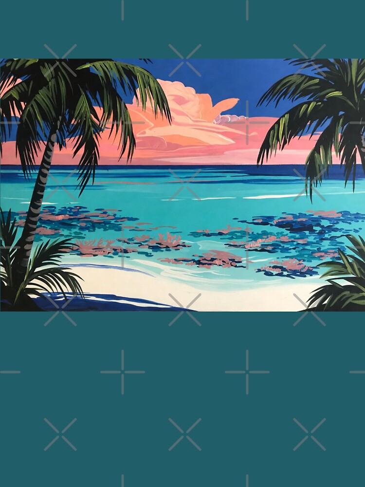 Tropical Palm Tree Beach Sunset Painting by Nexus Space