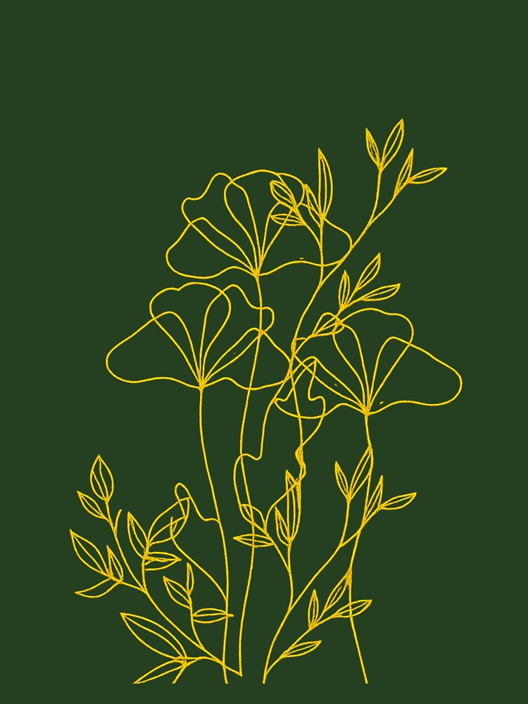Elegant Gold Botanical Line Art – Minimalist Transparent Floral Illustration by EdgeSphere