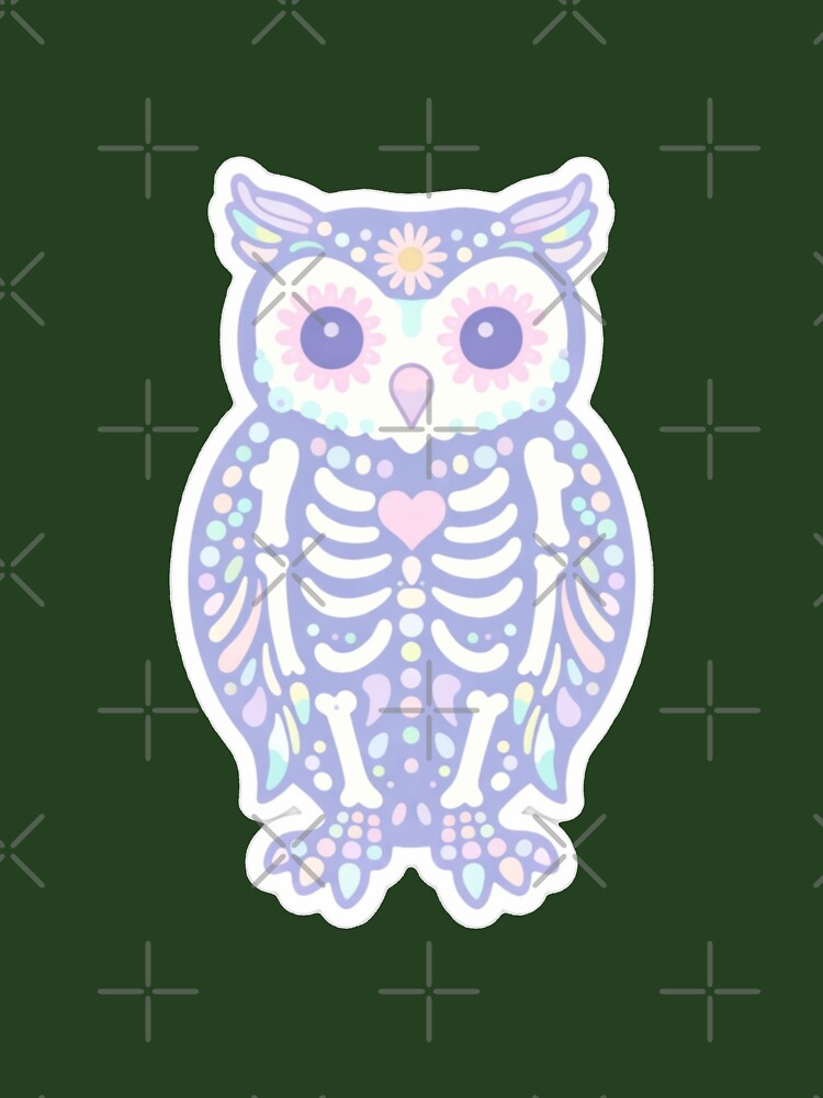 Pastel Sugar Skull Animals Pet Memorial | Day of the Dead Owl | Cute Gothic Skeleton Sticker by Dream Circuit