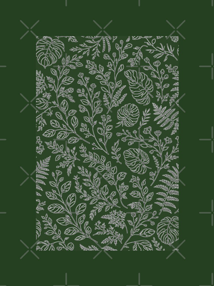 Seamless Botanical Line Art Pattern – Minimal Black & White Florals by Fernova