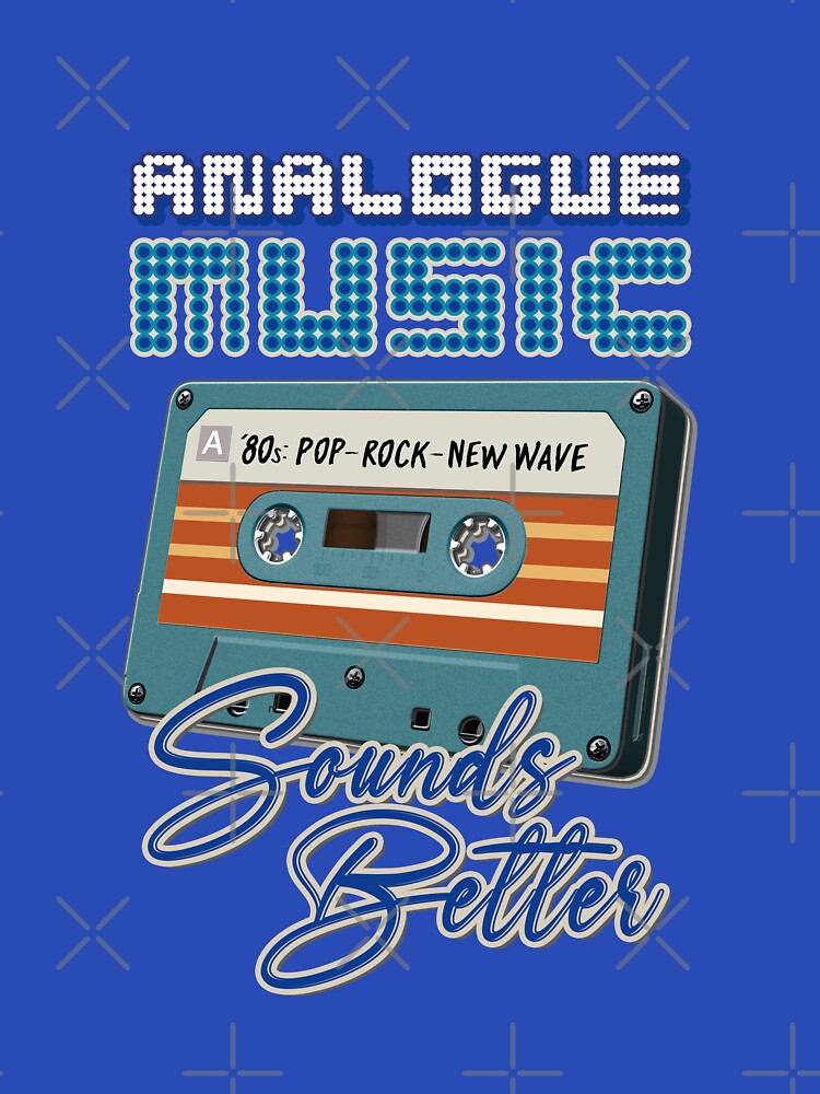 Retro Music : Cassette Tape - Analogue Music Sounds Better - 80s Pop Rock New Wave (Cyan Blue) by RetroTeeStudio