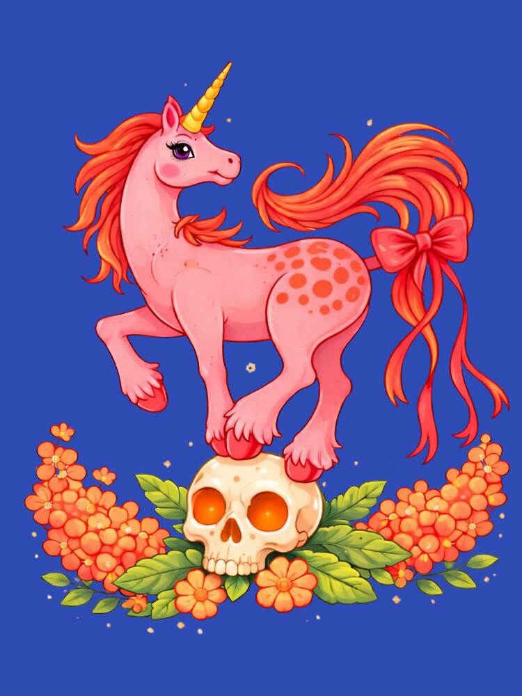 Cute Gothic Unicorn with Skull and Flowers – Dark Fantasy Aesthetic by Maryna_Reine