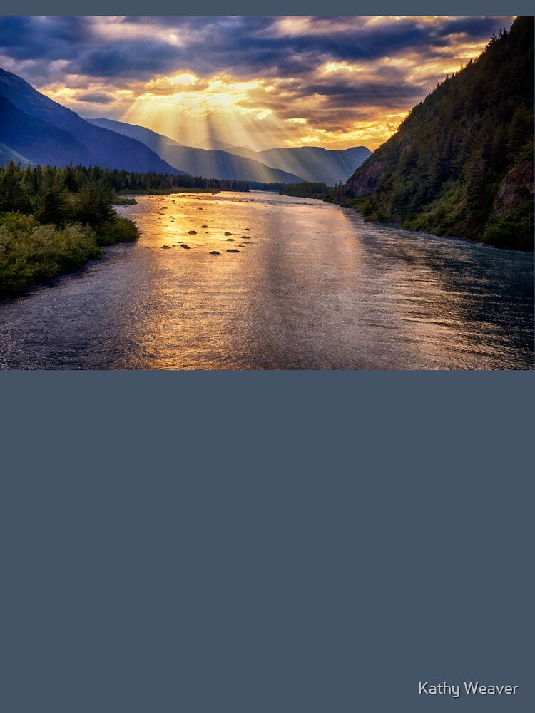 Portage River Sunset - Alaska by Kathy Weaver