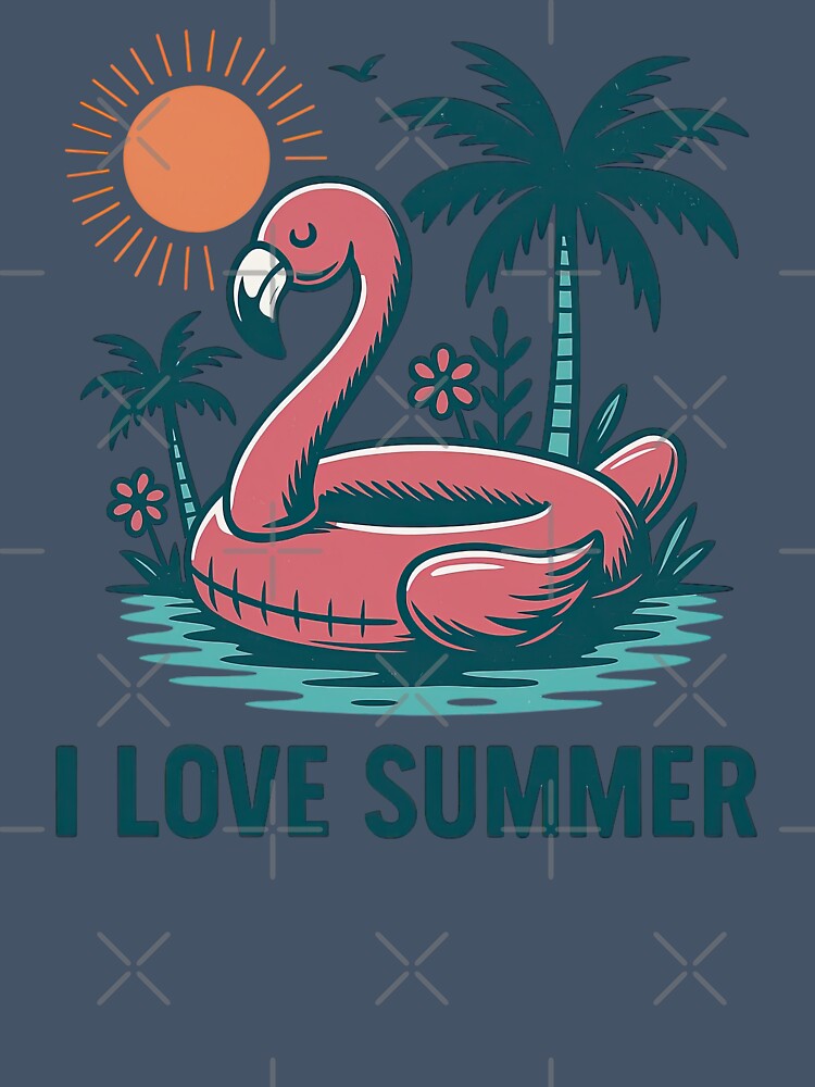 I Love Summer Flamingo Pool Float Retro Beach Design by ArtfulWeave