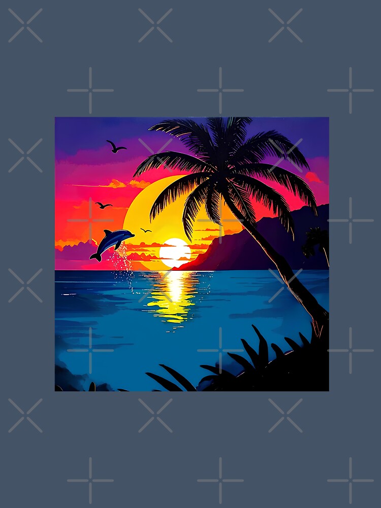 Dolphin in the palm sunset by Creative Visualize